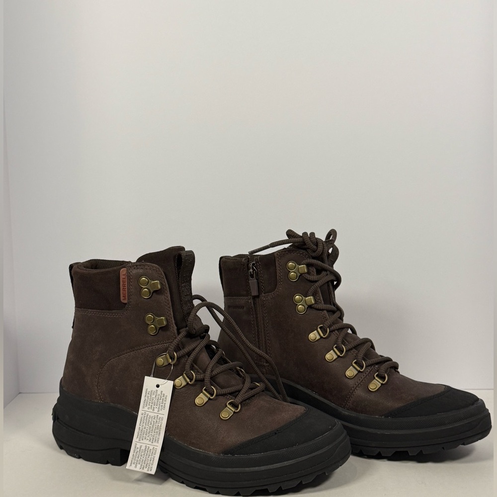 Merrell Harper Laced Zip Waterproof Hiking Boots Size 8.5 Brown Leather women’s